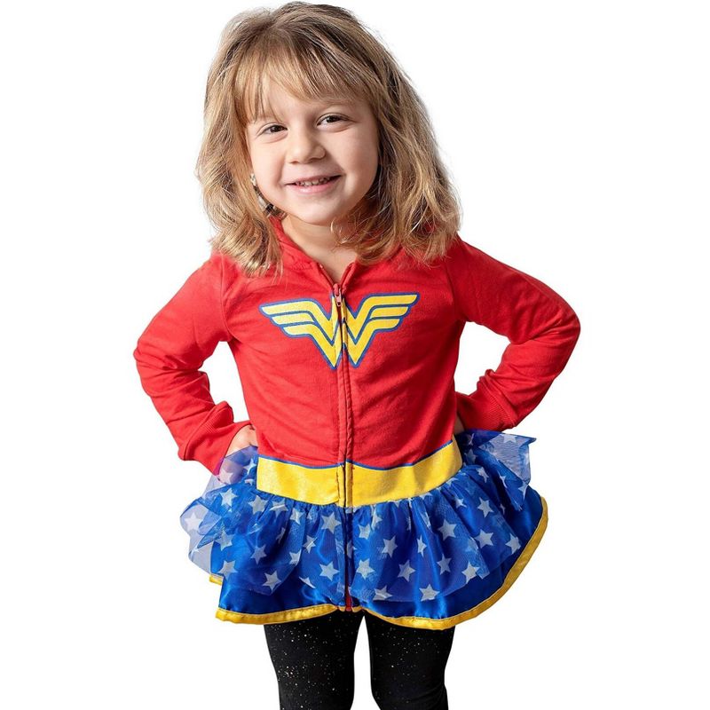 DC Comics Justice League Wonder Woman Girls Zip Up Costume Hoodie Toddler , 2 of 8