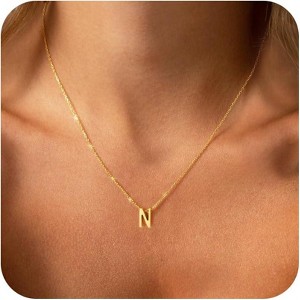 Dainty Initial Necklace for Women & Girls, Tiny A-Z Letter Pendant Christmas Gift - 1 of 4