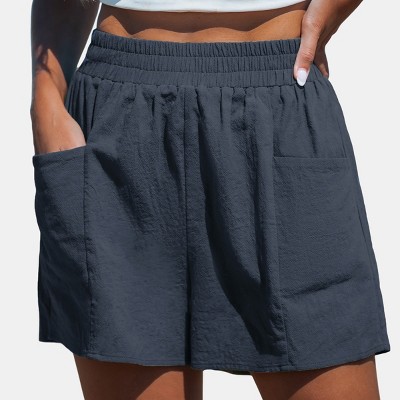 Women's Sage Elastic Waist Patch Pocket Loose Leg Shorts - Cupshe
