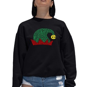 LA Pop Art Christmas Elf Hat - Women's Word Art Crewneck Sweatshirt - 1 of 4