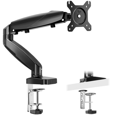 GlasFlength TV Stands and Consoles, Fully adjustable gas spring display arm table stand with jig and washer base, Black, 20"*4.5"*15.5"