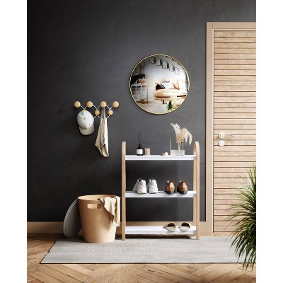 White and Natural Wood 3-Tier Freestanding Shelf
