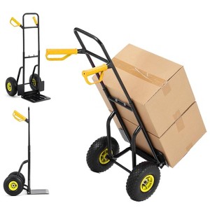 400lbs Hand Truck Dolly, Heavy Duty Steel Dolly Cart with 10" Rubber Tires & 35" - 45" Telescoping Handle for Warehouse, Supermarket, Garage - 1 of 4