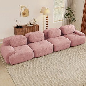 AENKYO 4 Seats with Modular Corduroy Sectional Sofa, Easy Assembly Required & Ergonomic Support Non-Slip Base Design - 1 of 4
