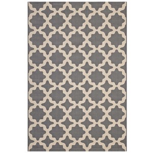 Modway Cerelia Moroccan Trellis 5x8 Indoor and Outdoor Rug in Gray and Beige – Weather-Resistant Area Rug with Modern Geometric Pattern - 1 of 4
