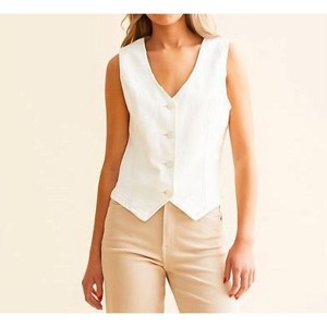 Women's Denim Button Down Vest - RISEN - 1 of 4