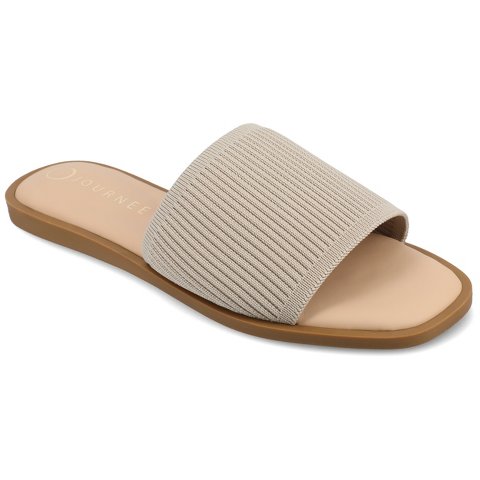 Женские сандалии Journee Collection Women's Prisilla Linen Slip On Slide Sandals, Taupe 7