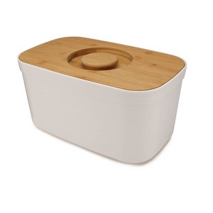 Joseph Joseph Bread Box with Bamboo Cutting Board Lid White: Kitchen Bread Storage Container, Plastic & Bamboo - 1 of 4