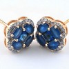 Pompeii3 2 1/4Ct Blue Sapphire & Diamond Halo Studs Lab Created Yellow Gold 10.5mm Earrings - image 3 of 4