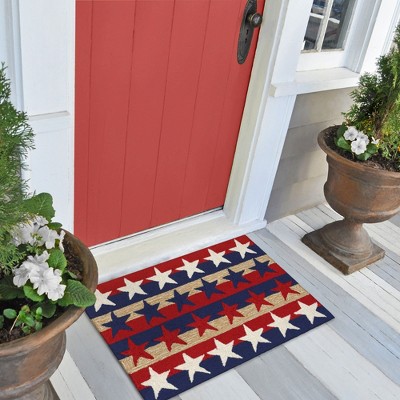 Red and Blue Stars & Stripes Synthetic Rectangular Rug