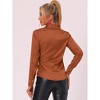 Allegra K Women's Long Sleeve Fashion Point Collar Button Up Satin Blouse - 4 of 4
