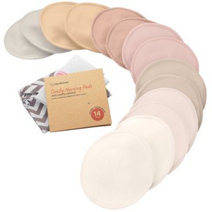 KeaBabies 14pk Organic Nursing Pads, Washable Breast Pads for Breastfeeding, Reusable Nipple Pads, Breastfeeding Essentials - 1 of 4