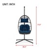 VisioGear Patio Swing Egg Chairs with Blue Cushion, Wicker Weaving Egg Chair, Hanging Chair for Living Room Balcony, Dark Gray, 36.2"*77.2"*36.2" - 3 of 4