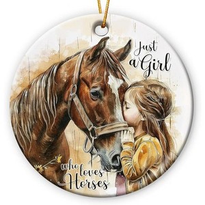 Lomsoe Horse Ornaments 2025 for Girls Just A Girl Who Loves Horses Rustic Farmhouse Decor Xmas Hanging Tree Decor Christmas Gift - 1 of 1