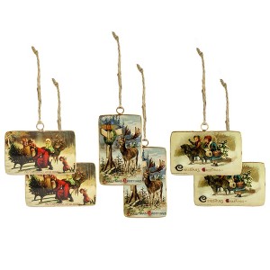 AuldHome Design 6pc Set Vintage Retro Christmas Ornaments; Nostalgic Tree Decorations in Metal Frames - 1 of 4