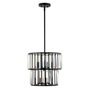 Crissa 6 Light 14.5" Chandelier - CHA4025 - Black/Clear - Safavieh - 1 of 4