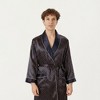 Anna-Kaci Men's Satin Robe with Polka Dot Print Contrast Shawl Collar and Waist Tie - 2 of 4