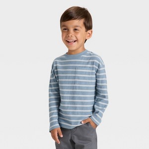 Toddler Boys' Long Sleeve Jacquard Striped Oversized T-Shirt - Cat & Jack™ - 1 of 3