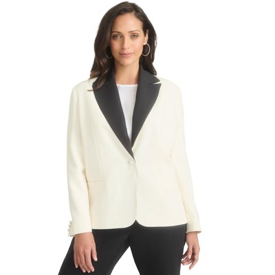 Jessica London Women's Plus Size Contrast Collared Blazer