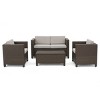 Outdoor 4 Pieces Garden Furniture Set,Rattan Metal Sectional Sofas with Cushions,Wiker Patio Conversation Sets with Coffee Table-Coolbibila - 4 of 4