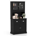 Costway 67'' Storage Cabinet Closet Kitchen Pantry Cupboard with Adjustable Shelves Black/White