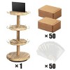 360 Rotating Earring Display Stands with 50 Earring Holder Cards and 50 Self-Seal Bags Wooden Jewelry Display Towers with 36 Hooks Necklace Bracelets - 4 of 4