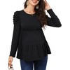 Maternity Shirts Women's Puff Long Sleeve Crew Neck Pleated Layering Flowy Ruffled Tops Summer Spring Casual Pregnancy Tops - 4 of 4