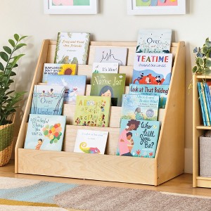 Guidecraft EdQ Book Display for Kids:  Wooden Montessori Bookshelf | 5-Tier Kids Bookcase for Preschool, Playroom, Nursery, Classroom Furniture - 1 of 4