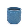 MAYEERTY Set of 3 Ceramic Flowerpot Modern Planter Antique Blue for Patio Garden Windowsill - 2 of 4