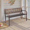 VEVOR Outdoor Bench, 50 inch, Carbon Steel Metal Frame with PVC Floral Pattern Backrest and Round Edge Armrests, Weatherproof Outside Bench, Brown - 2 of 4