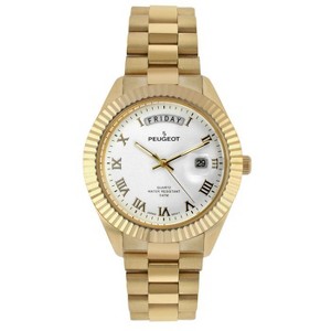 Peugeot Men's 40mm White Face Fluted Bezel Gold Bracelet Watch - 1 of 3
