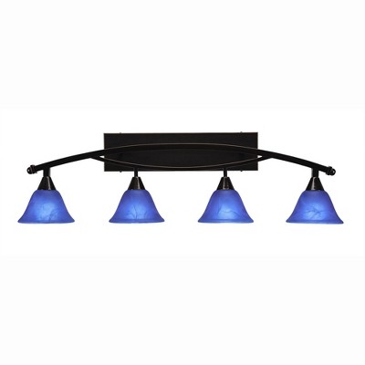 Toltec Lighting Bow 4 - Light Vanity in  Black Copper with 7" Blue Italian Shade
