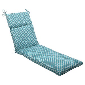 Outdoor Chaise Lounge Cushion - Teal/White Geometric