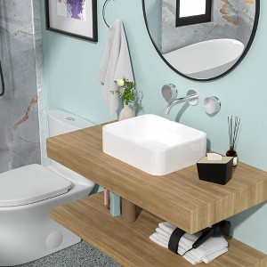 ONWITH 19"x15" White Ceramic Rectangular Vessel Bathroom Sink - 1 of 4