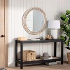Wooakway 24"H White Rustic Wood Round Beaded Wall Mirror Farmhouse Decor for Living Room Bedroom Entryway - 3 of 4