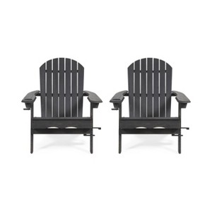 2pk Bellwood Outdoor Acacia Wood Folding Adirondack Chairs Dark Gray - Christopher Knight Home - 1 of 4