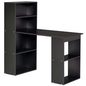Aghana Digitals Black Home Office Writing Desk with 6-Tier Storage Shelves, Engineered Wood - 1 of 4