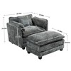 JUJABU Oversized Indoor Boucle Single Sofa with Portable Ottoman, Double Deep Cushions & Thick Wrapped Armrests - 4 of 4