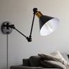 DORESshop 11 in 1-Light Black Plug-In or Hardwired Industrial Adjustable Swing Arm Wall Sconce for Bedroom Living Room (Set of 2) - 2 of 4