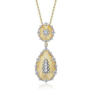 Sophisticated rhodium and 14k gold plated pendant necklace with dazzling cubic zirconia accents for a touch of luxury - 1 of 3