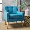 Modern Fabric Upholstered Accent Arm Chair,Wooden Tufted Comfy Reading Bedroom Armchair,Living Room Lounge Chair with Extra Cushion-Coolbibila - 2 of 4