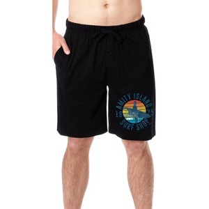 Jaws Mens' Movie Film Amity Island Surf Shop Logo Sleep Pajama Shorts Black - 1 of 4