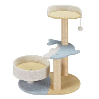 EROMMY Dolphin Cat Tower with Scratching Post for Indoor Cats