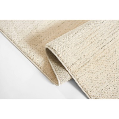 Ivory Geometric Rectangular Stain-Resistant Synthetic Area Rug