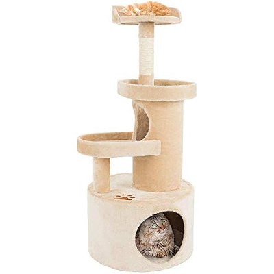 PETMAKER Cat Tree Condo with Tunnel 4 Tier with Scratching Post, 43", Tan