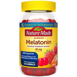 Nature Made Melatonin Maximum Strength 100% Drug Free Sleep Aid for Adults 10mg per serving Gummies - 1 of 4