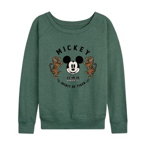 Women's - Disney - Mickey's Spirit of The Tiger Lightweight French Terry Wide Neck Long Sleeve Shirt - 1 of 4