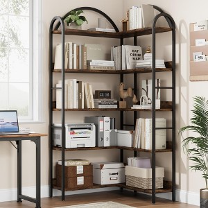 GustoWave Bookcase, Storage Shelf, Corner Bookcase with 10 Shelves, Metal Frame, Industrial Style, 78 x 78 x 175 cm, for Living Room - 1 of 4