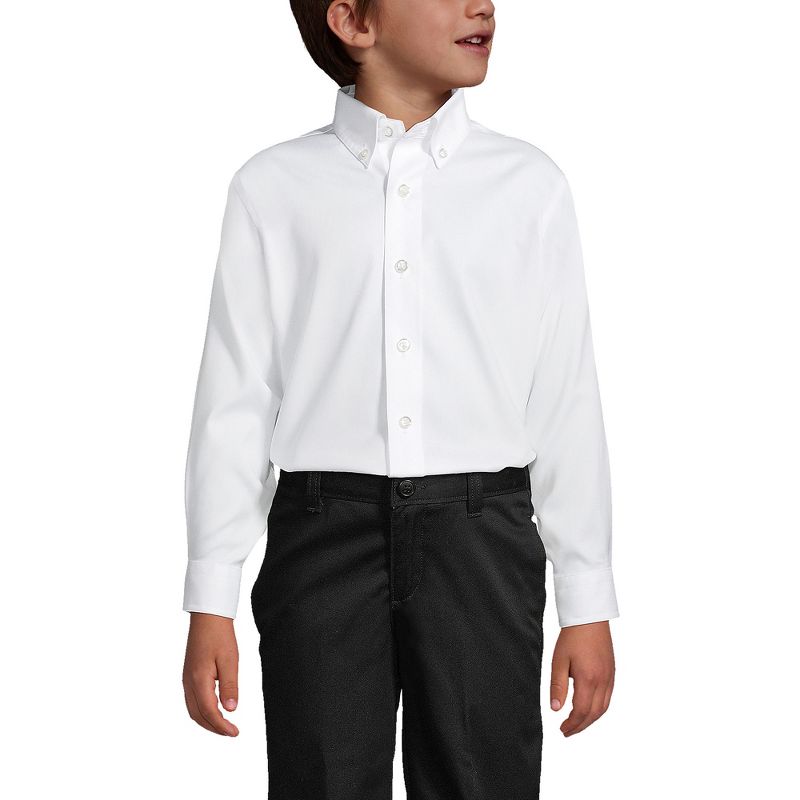 Lands' End School Uniform Kids Long Sleeve No Iron Pinpoint Dress Shirt, 5 of 6