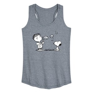 Women's - Peanuts - Rerun And Snoopy Bubbles Graphic Racerback Tank - 1 of 4